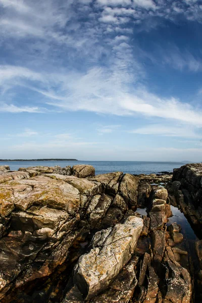 Costa Del Maine Vicino Bass Harbor Con Oceano Atlantico — Foto Stock