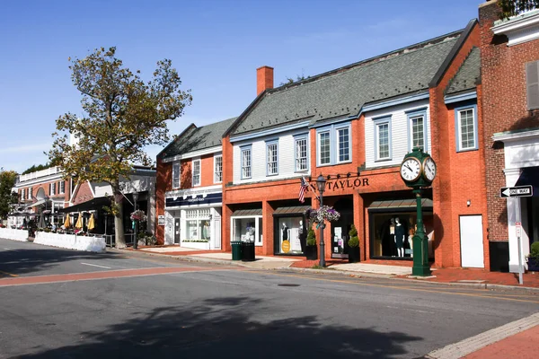 New Canaan Usa October 2020 Downtown Nice Day Store Fronts — Stock Photo, Image