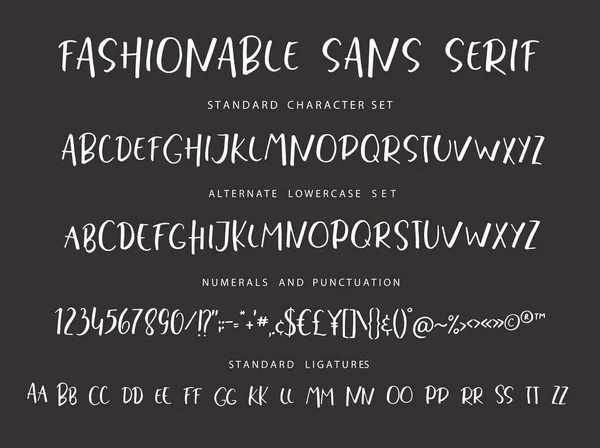 Alphabet vectoriel Handrawn. Lettres modernes pour police sans empattement . — Image vectorielle