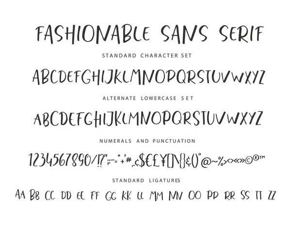 Alphabet vectoriel Handrawn. Lettres modernes pour police sans empattement . — Image vectorielle