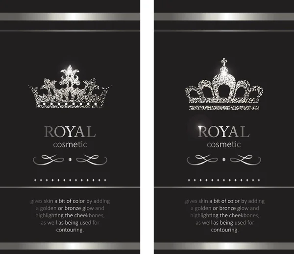 Gümüş crown. Lüks etiket, amblem veya ambalaj. Logo tasarım. — Stok Vektör