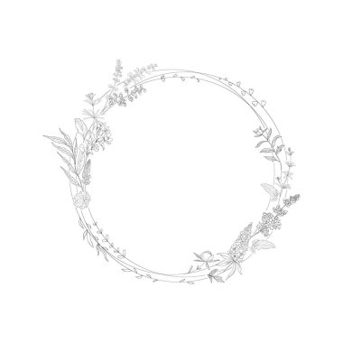 Bitkiler ile çerçeve çiçek.