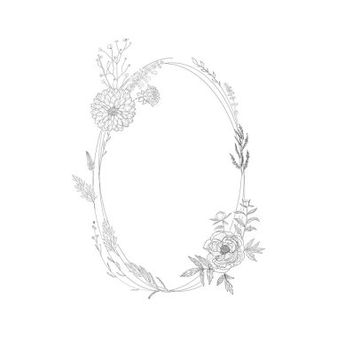 Bitkiler ile çerçeve çiçek.