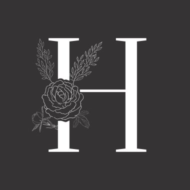 Çiçekli alfabe ve serif mektup.