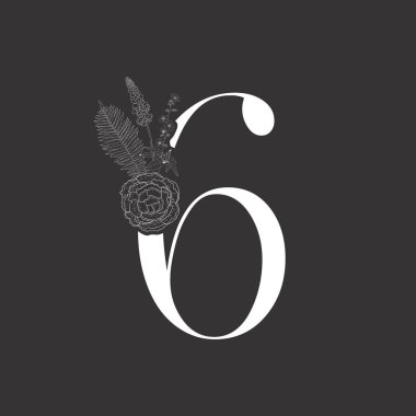 Çiçek şekil. Vintage dekoratif beyaz rakamı