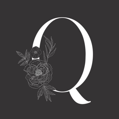 Çiçekli alfabe ve serif mektup.