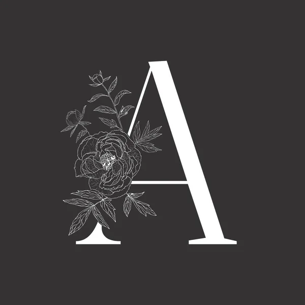 Alfabeto floral y letra serif . — Vector de stock