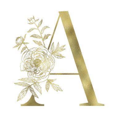 Çiçekli alfabe ve serif mektup.