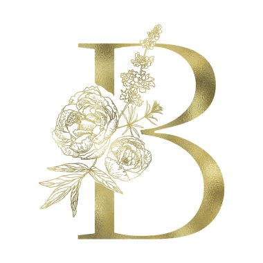 Çiçekli alfabe ve serif mektup.