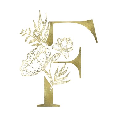 Çiçekli alfabe ve serif mektup.