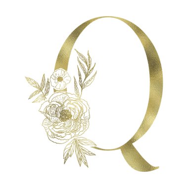 Çiçekli alfabe ve serif mektup.