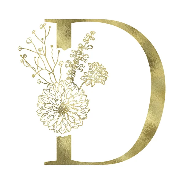 Çiçekli alfabe ve serif mektup.