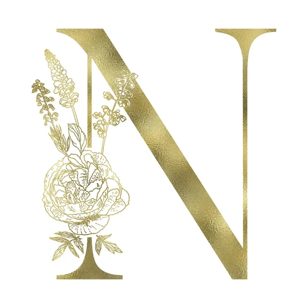 Çiçekli alfabe ve serif mektup.