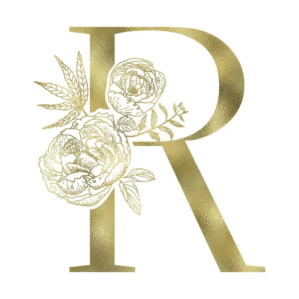 Çiçekli alfabe ve serif mektup.