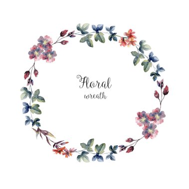 Suluboya çiçek çelenk, kartı kapağını için sınır