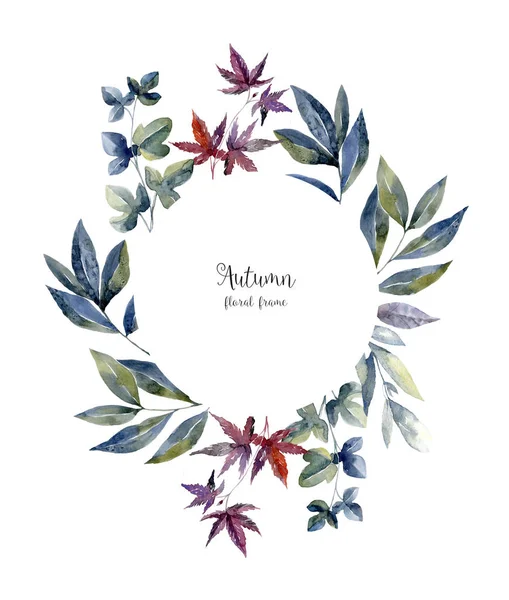 Suluboya daire beyaz arka plan üzerinde çerçeve çiçek