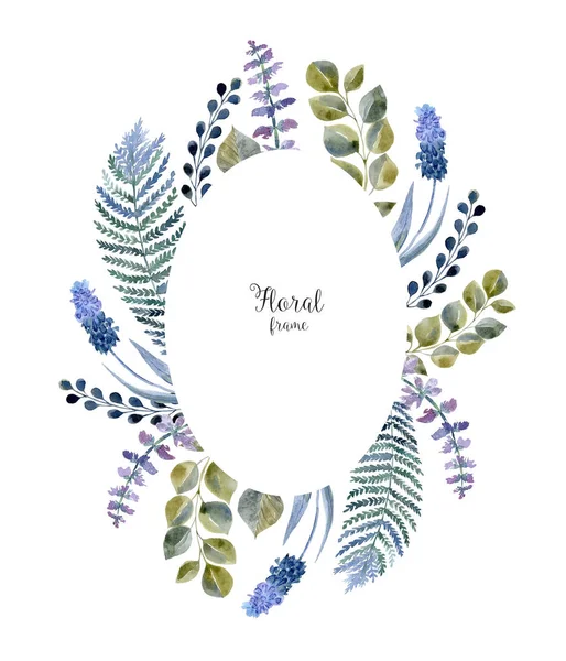 Akvarell leaf ram, dekoration för bröllop kort — Stockfoto