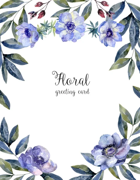 Tebrik kartı kapak için suluboya çerçeve çiçek