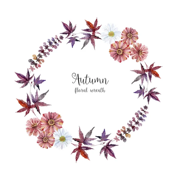 Suluboya sulak çerçeve çiçek ve orman yaprak ile.