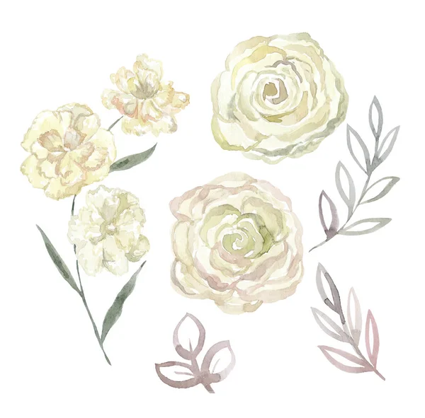 Suluboya çiçek kümesi, düğün veya davet kartı