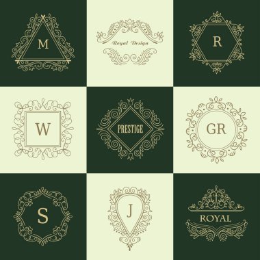 Logo, davet, düğün arka plan için Vintage Floral çerçeveler.