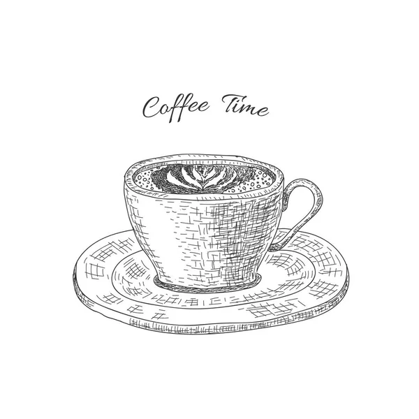 Κούπα με ένα καφέ ποτό στο λευκό φόντο. — Διανυσματικό Αρχείο