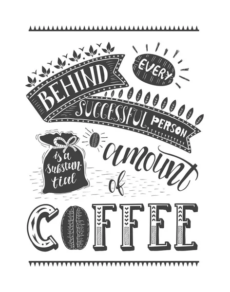 Banner de café con letra. Póster con inscripción sobre bebidas de café . — Archivo Imágenes Vectoriales