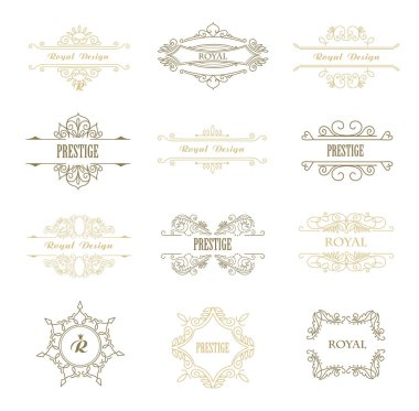 Logo, davet, düğün arka plan için Vintage Floral çerçeveler.