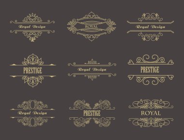 Logo, davet, düğün arka plan için Vintage Floral çerçeveler.