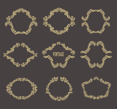 Logo, davet, düğün arka plan için Vintage Floral çerçeveler.