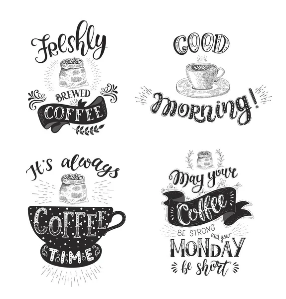 コーヒーを引用符のセットです。ベクターの手描きのレタリング . — ストックベクタ