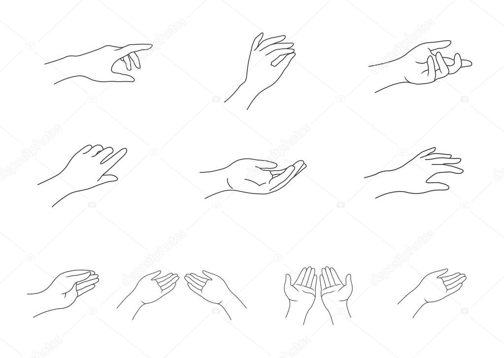 Line design elements of hand. Logo for packaging