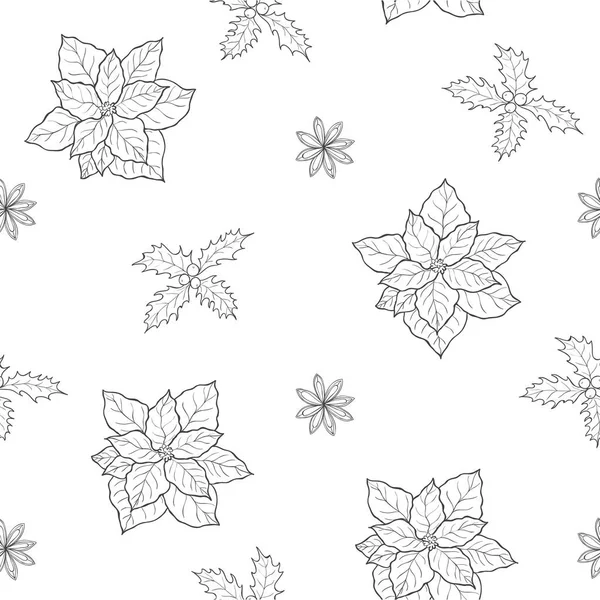 Modèle de plante d'hiver sans couture. Fond de Noël — Image vectorielle