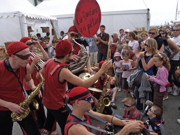 Brest France July 2008 Fanfare Petard Street Wind Band Performing — Stock Photo, Image