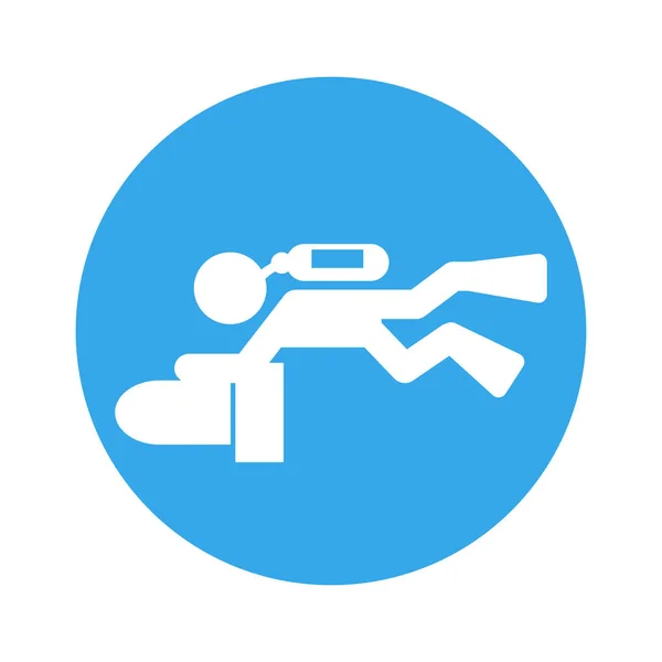 Scuba Scooter Taucher Piktogramm Symbol Vektor Illustration Runde — Stockvektor