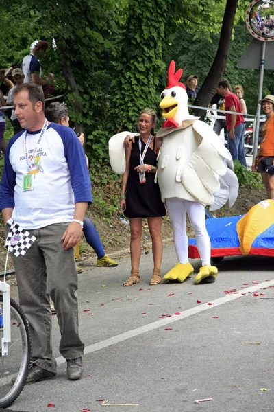 Zagabria Croazia Giugno 2011 Divertente Pilota Costume Divertente Posa Con — Foto Stock