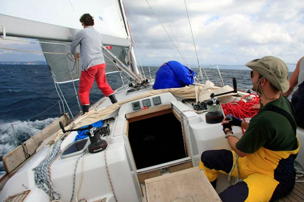 Split Vis Kroatien Oktober 2010 Segler Aktion Während Der Regatta — Stockfoto