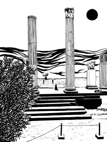 Griechische Hunde Der Archäologischen Zone Hadrians Bibliothek Athen — Stockfoto