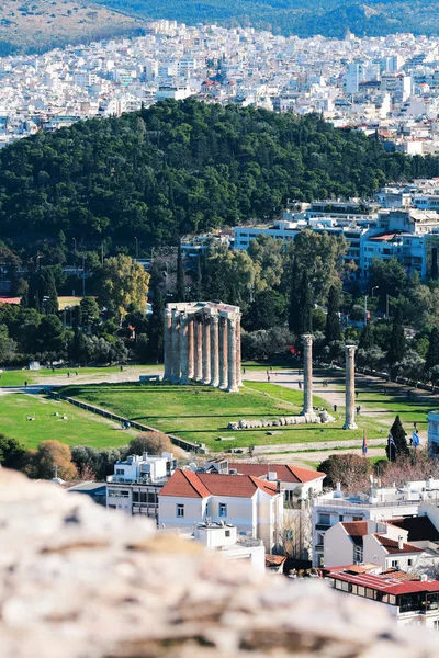 Atenas Templo Zeus Grécia Janeiro 2019 Templo Zeus Olímpico Vista — Fotografia de Stock