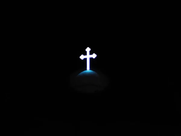 Glowing Cross Church Greece Likavitos — Stock Photo, Image