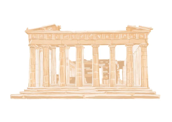 Ilustração a cores desenhada à mão de Parthenon.Acropolis, Atenas, Gre — Fotografia de Stock