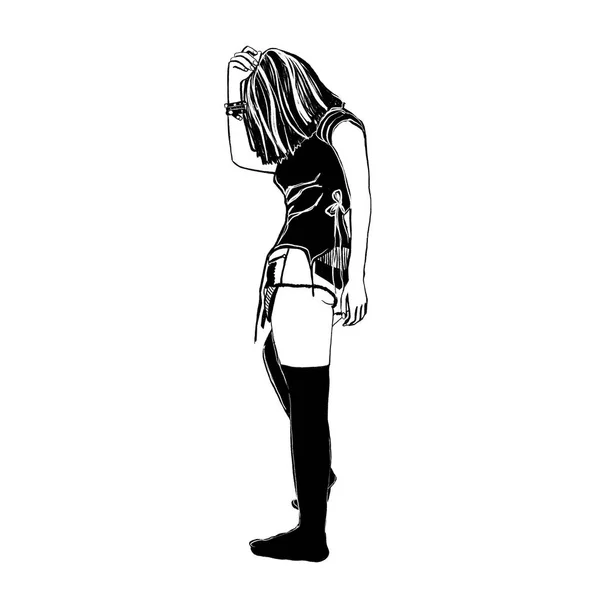 Illustration av sexig tjej i strumpor. — Stockfoto