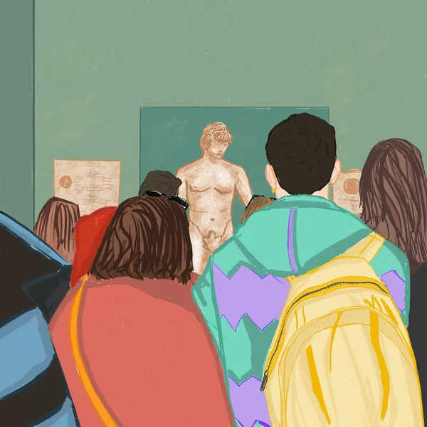 Hand drawing of museum tour. — Stock Photo, Image