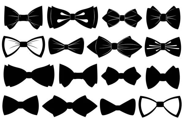 Set Different Bow Ties Isolated White — Stock Vector