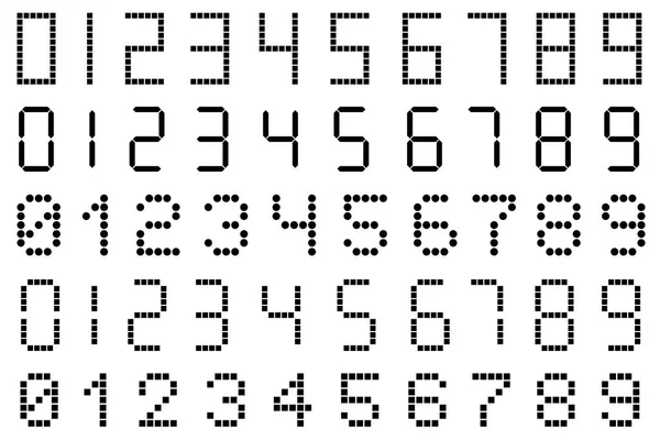 Conjunto Diferentes Tipos Números Digitales Aislados Blanco — Archivo Imágenes Vectoriales