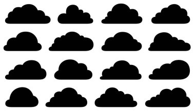 Farklı bulutlar üzerinde beyaz izole kümesi