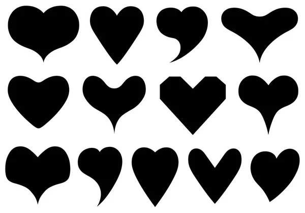 Set Different Hearts Isolated White — Stock Vector