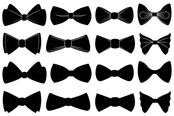 Set Different Bow Ties Isolated White — Stock Vector