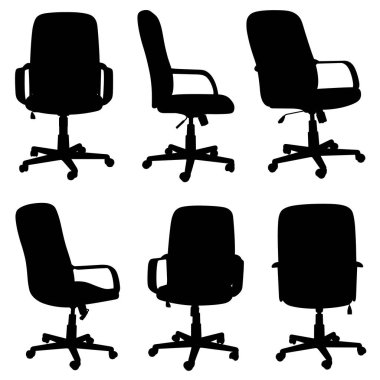 Farklı ofis koltukları beyaz izole kümesi