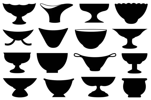 白で隔離の異なる鉢のセット — ストックベクタ
